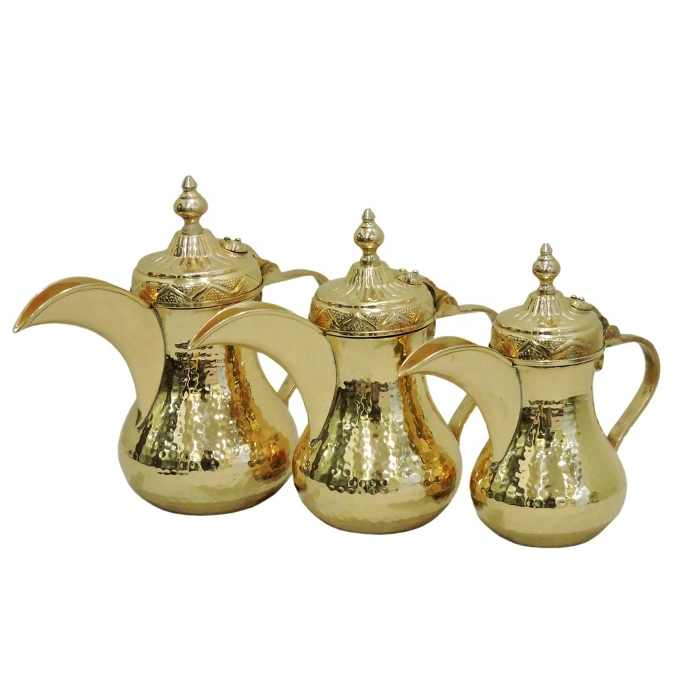 Brass Arabic Coffee Maker Arabic Tea Coffee Pot Hammered Brass Coffee & Tea Sets Traditional Handmade Design