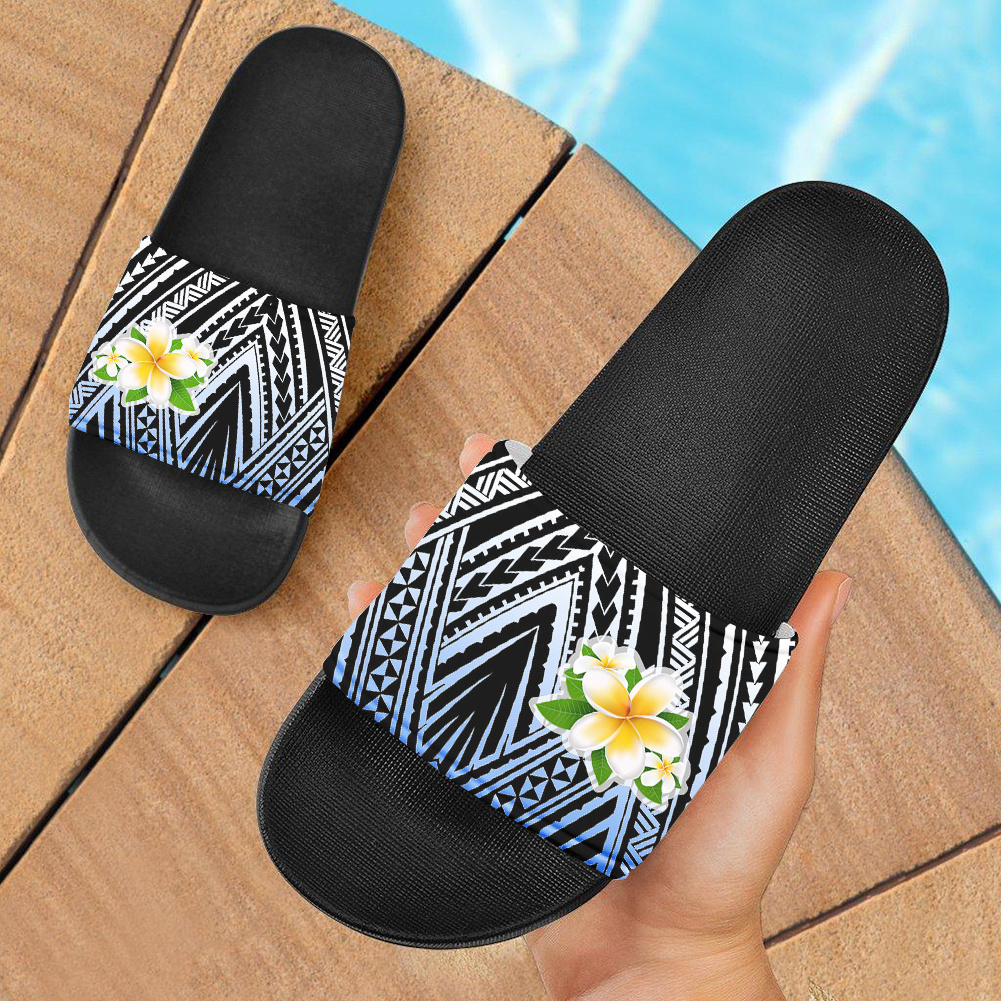 Professional Manufacturer man slide slippers custom Polynesia Flower sandals & slippers Factory Supply outdoor beach slippers