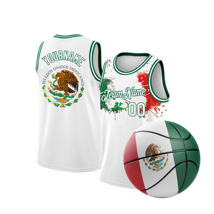 Print on Demand Mexico Flag Design Jersey Wholesale Father's Day Gift Basketball and Basketball Vest Sublimation Basketball