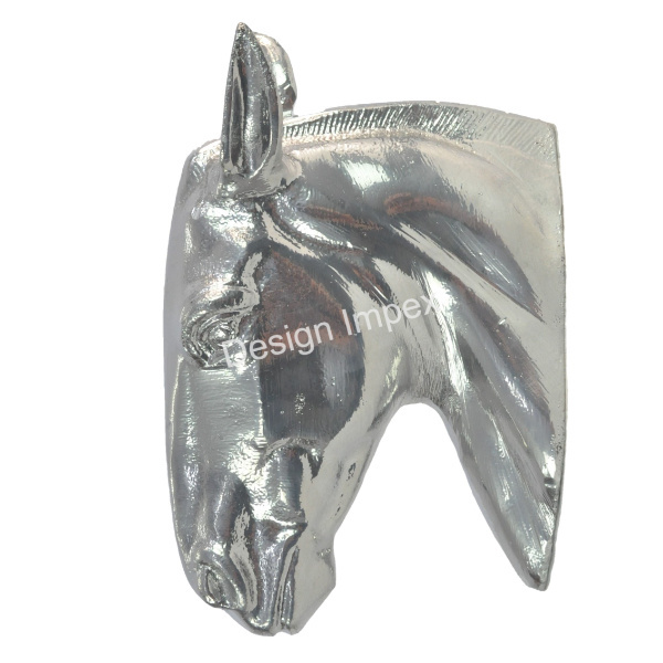 Solid Aluminum Horse Head Nickel Plated Elegant Solid Decorative Horse Business Gift Accessories Metal Unique Animal Head