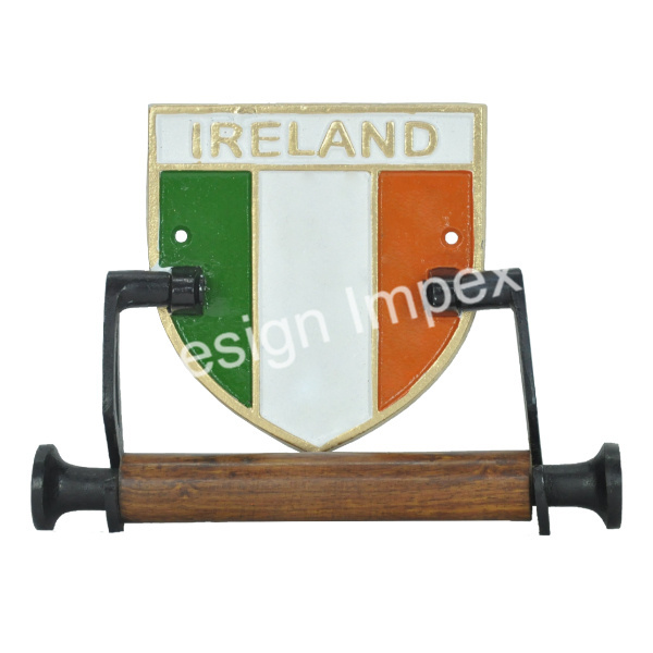 Ireland flag Style TOILET PAPER ROLL HOLDER From India Cast Iron Or Wooden Unique Tissue Stand Decorative for Wall Accessory