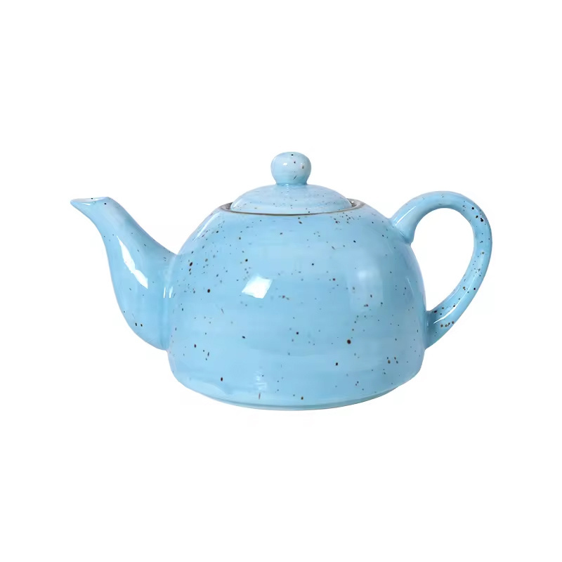 Modern Hand Painted Restaurant Tableware Speckled Blue Porcelain Teapot