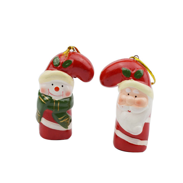 Cute Mini Snowman Santa Ceramic Hanging Christmas Bauble