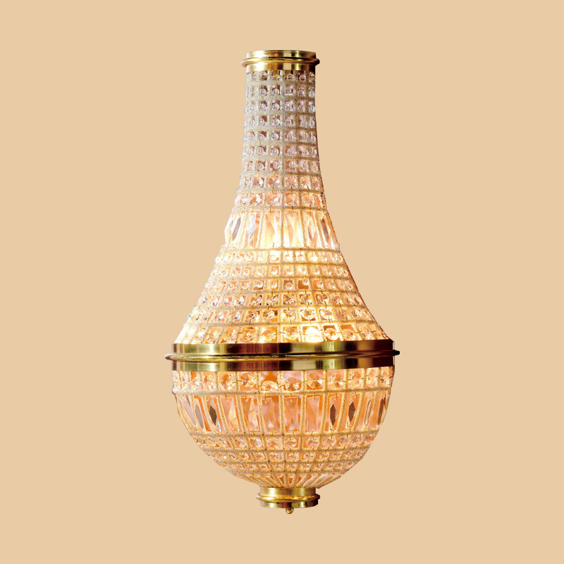 Copper Wall Mounted Lighting Fixture Electric Led-3 Lights Luxury Crystal Wall Sconces Lamp for Luxurious Hotel and Villa