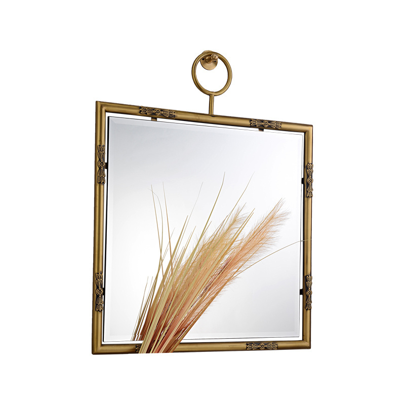 High Quality Home Decor Ornament Bathroom Interior Design Antique Bronze Frame Decorative Wall Mirror