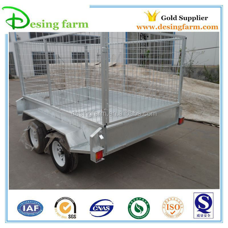 8x5 galvanized tandem axle cage box trailer