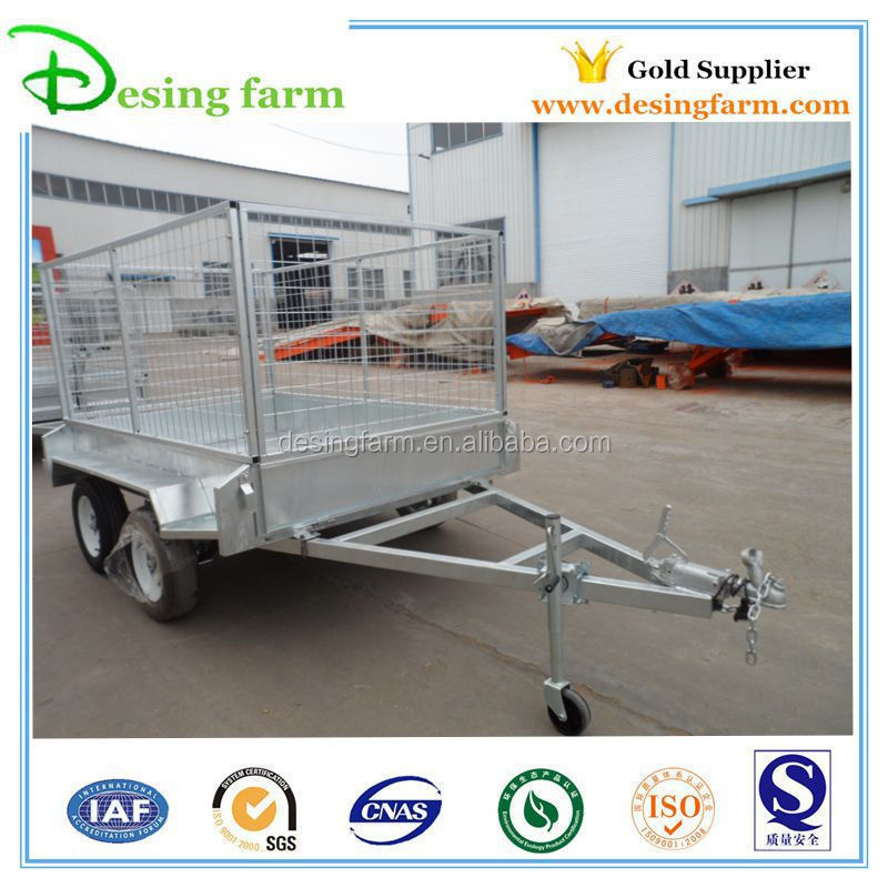 8x5 galvanized tandem axle cage box trailer