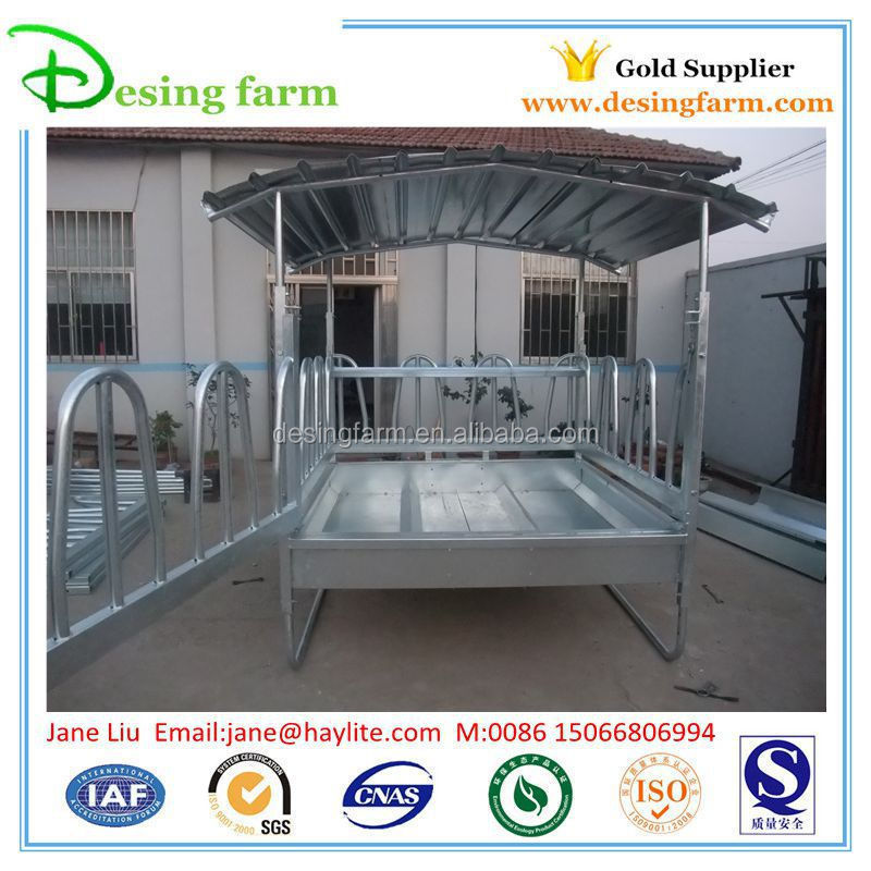 Square hay feeder with roof for horse and cattle