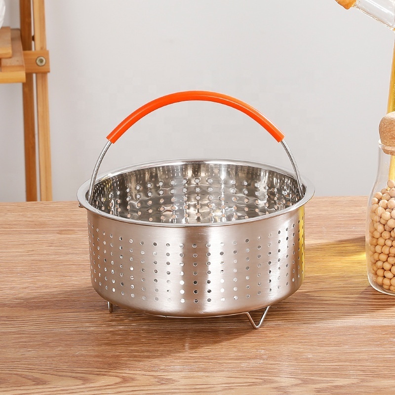 304 Stainless Steel Steamer Basket  Accessories for 3/6/8 Qt Pressure Cooker with Silicone Covered Handle