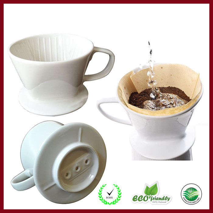 Wholesale Colorful custom porcelain coffee dripper pour over coffee cone 3 hole dripper ceramic coffee filter cup