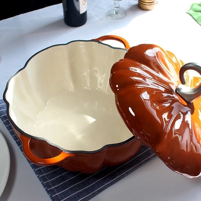 Pumpkin enamel cast iron pot orange 24 cm stew pot enamel soup pot stew  open flame universal