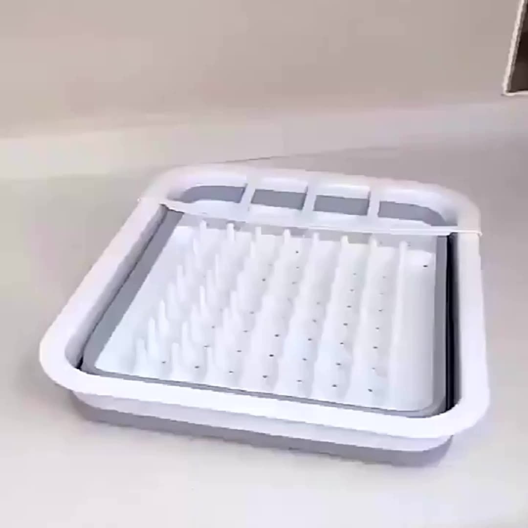 Foldable Drying Rack Drainer Dinnerware Basket Organizer Collapsible Kitchen Storage Counter Silicone Sink Dish Drying Rack