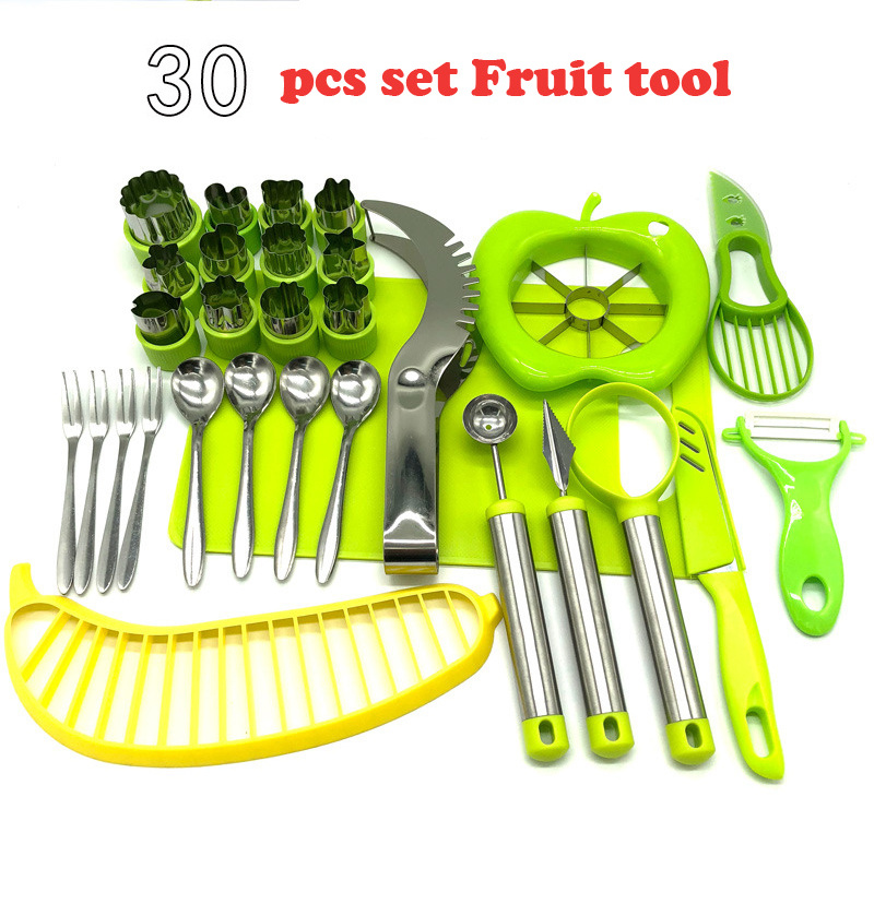 Factory Wholesale 30pcs Fruit Carving Garnishing Tool Set, Include Fruit Cutter/Banana Slicer/Watermelon Slicer/ Fruit