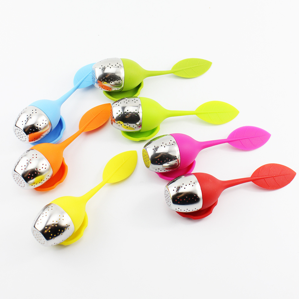 Customize Silicone Handle Stainless Steel Tea Infuser Strainer, Loose Leaf Tea Infuser