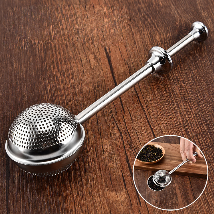 Food Grade Stainless Steel Loose Tea Strainer with retractable handle