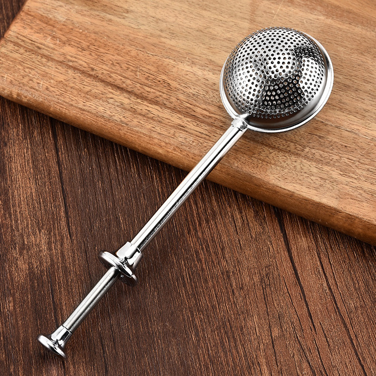 Food Grade Stainless Steel Loose Tea Strainer with retractable handle