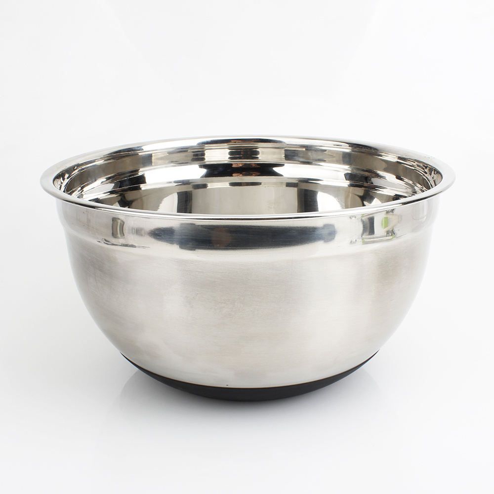 Customized LOGO Various size stainless steel salad bowl /mixing bowl with silicone bottom