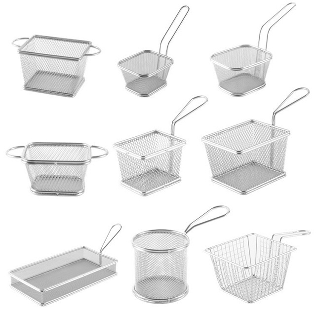 Wholesale Mini French Fry Baskets and Cones, Stainless Steel Fry Serving Basket, Presenting Fried chip&Chicken-In Stock