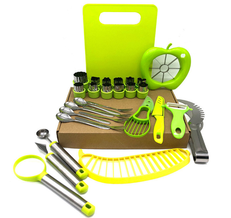 Factory Wholesale 30pcs Fruit Carving Garnishing Tool Set, Include Fruit Cutter/Banana Slicer/Watermelon Slicer/ Fruit