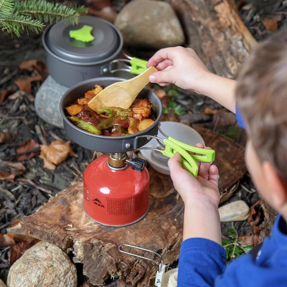 1-2 People Using Nonstick Outdoor Stainless Steel Camping Cookware Picnic Cookware Equip Bowl Pot Pan