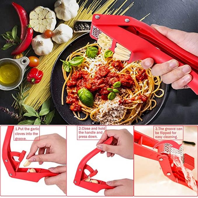 Aluminum Alloy Kitchen Household Manual Squeeze Gadget Garlic Press