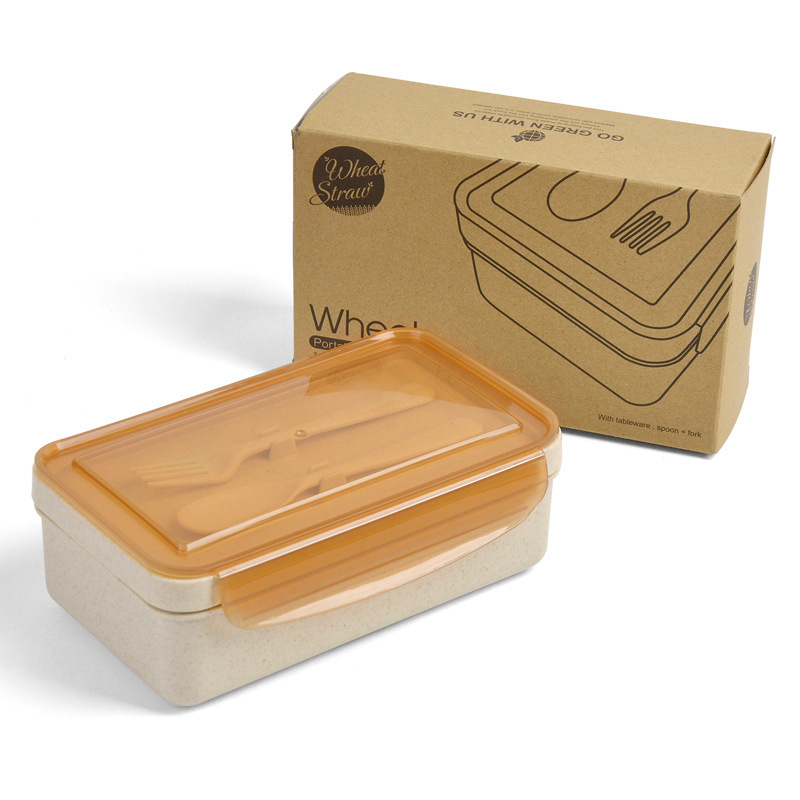 OEM eco friendly Vacuum Portable Biodegradable Compartment Microwave camping School Bento Kid Wheat Straw Lunch Box