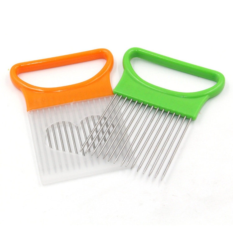 Hot Selling Stainless Steel Cut Onion Holder / Meat Fork needle / Vegetable Slicer Tomato Cutter