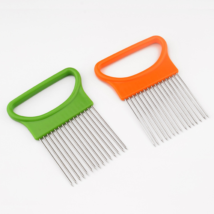 Hot Selling Stainless Steel Cut Onion Holder / Meat Fork needle / Vegetable Slicer Tomato Cutter