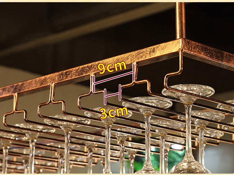 Metal Wine Glass Rack Upside Down Ceiling Hanging Goblet Glass Cup Holder Hanger Storage Organizer Home Bar Pub Wine Shelf Rack