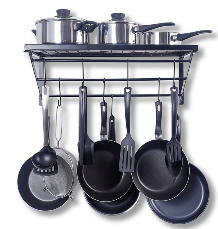 Kitchen Pots And Pans Organizer Rack Ceiling Mount Cookware Rack Hanging Hanger Have Hooks