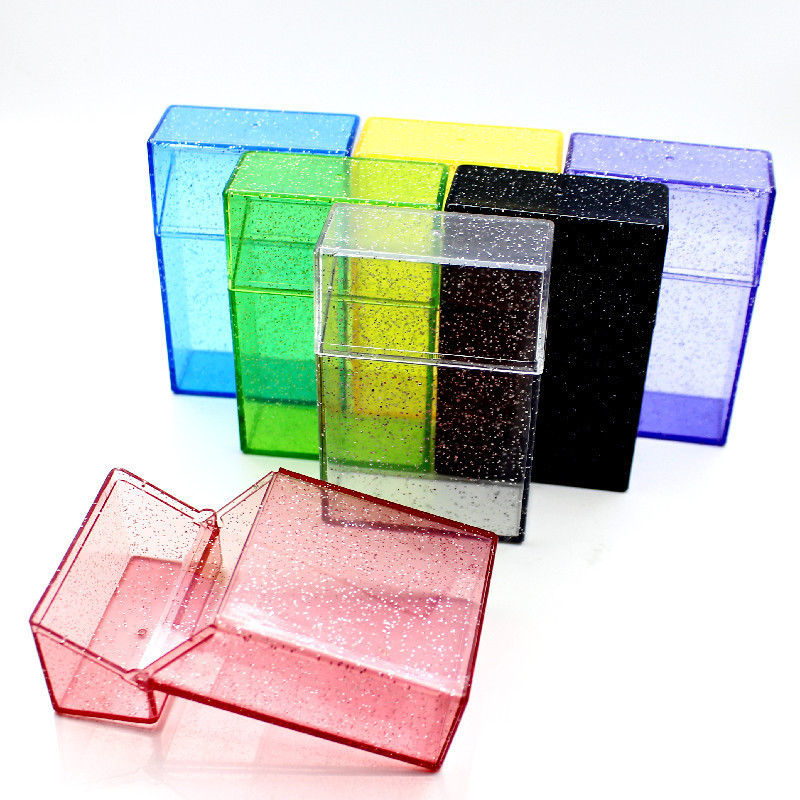 portable glitter shining transparent pink plastic acrylic 20pcs cigarette holder box cigarette display case for girl