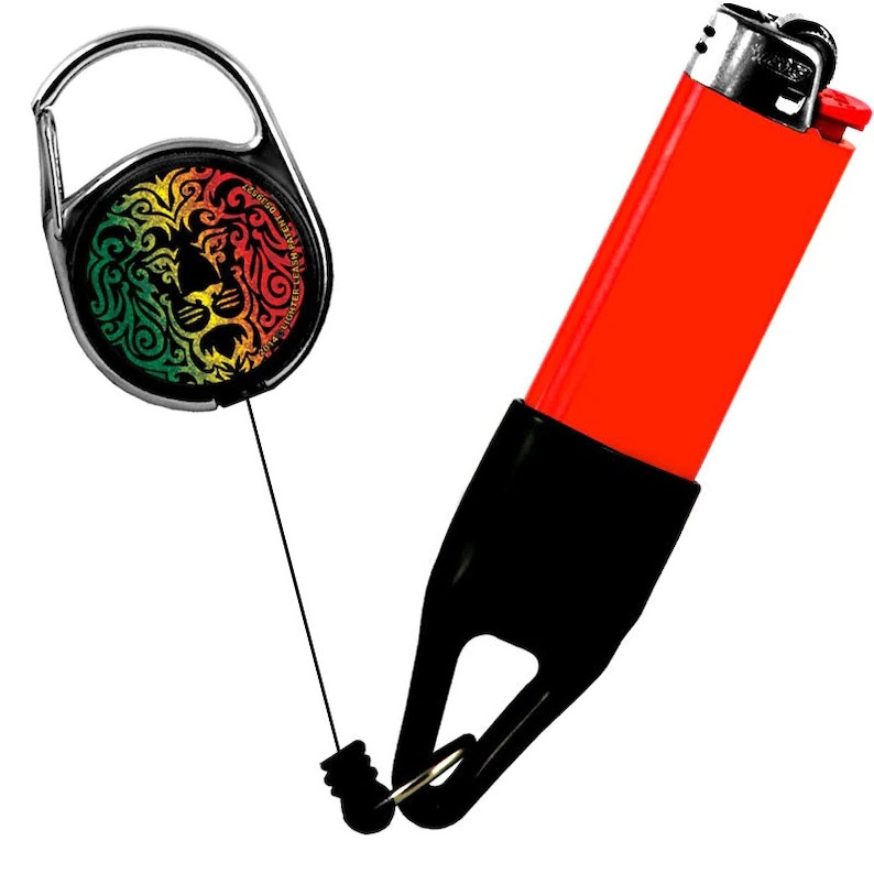 OEM DIY custom logo premium safe stash clip retractable keychain lighter holder lighter leash