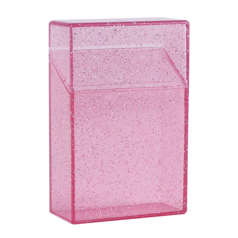 portable glitter shining transparent pink plastic acrylic 20pcs cigarette holder box cigarette display case for girl