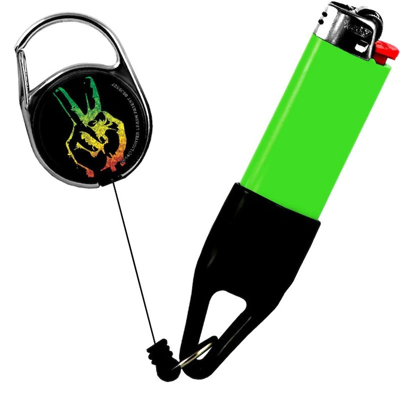 OEM DIY custom logo premium safe stash clip retractable keychain lighter holder lighter leash