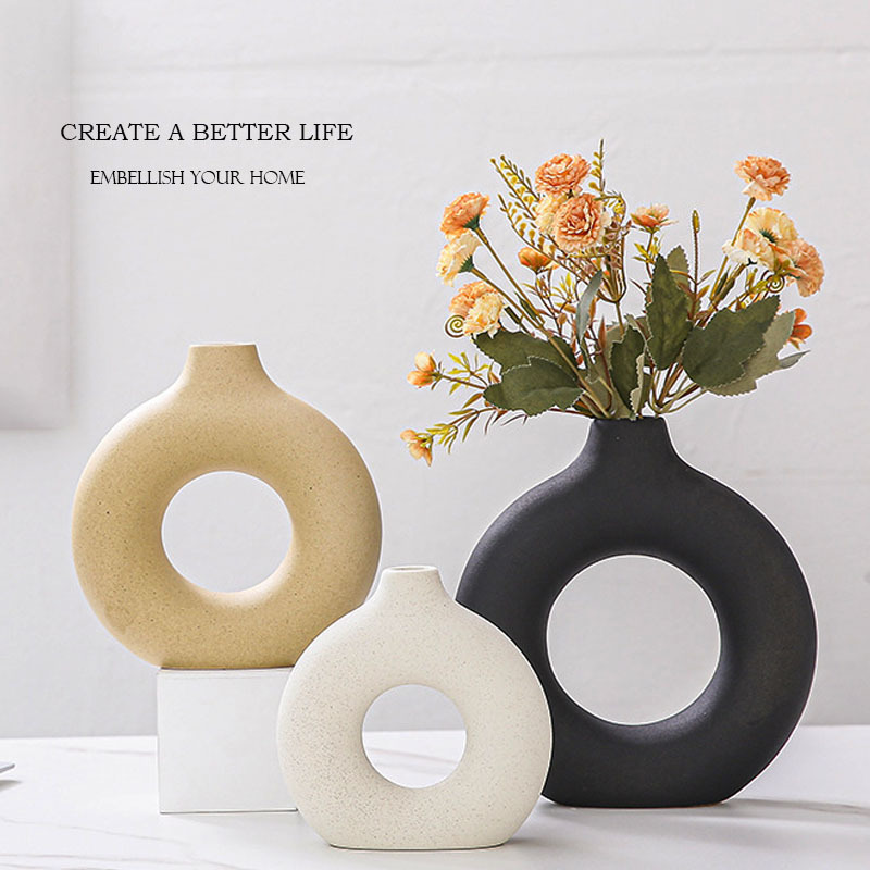 DESITA Modern Style Nordic INS Wind round Ceramic Vase Factory Drop Shipping Creative Crafts for Flower Arrangement