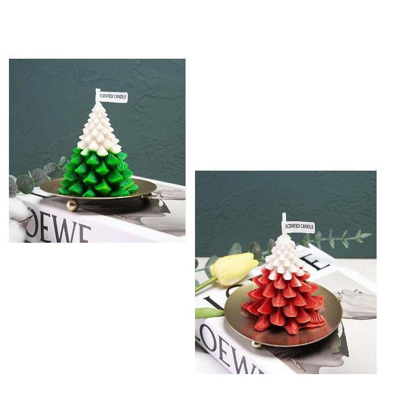 DESITA Factory New Design Green Art Candle Supplies Fragrance Christmas Tree Scented Wax Candles For Home Decoration