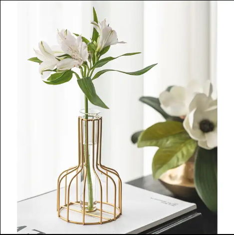 DESITA Factory Iron Line Flower Vase Hydroponic Plant Metal Plant Holder Nordic Styles Tabletop Home Decoration