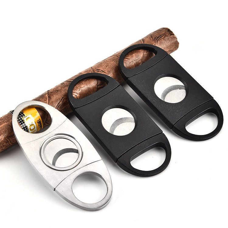 Portable cigar cutter stainless steel pocket cigar tool double cutter blade scissors to fit most sizes of cigars