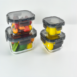 Promotional  High Borosilicate Glass Freezer Food Container Set Kitchen Square Storage Glassware Glass Bento Box