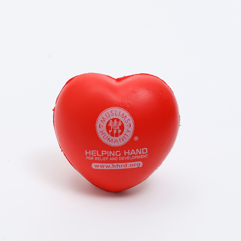 Deskjoy Foam Antistress Ball Promotional Custom Logo Heart Shape Stress Ball Pressure Toy PU Anti Stress Ball