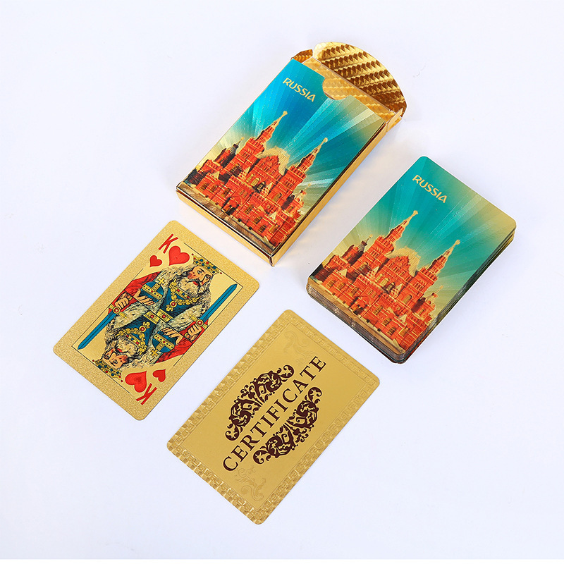 brown foil playing cards Russia Cathedral design plastic poker tour souvenir trading cards 36 CARDS