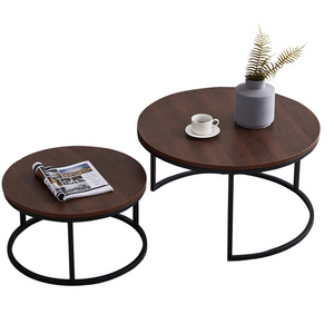 sofa modern living room mini center table 2 tire living room luxury  nordic modern round wooden  wood  Coffee Table set