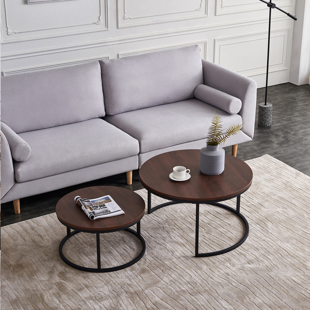 sofa modern living room mini center table 2 tire living room luxury  nordic modern round wooden  wood  Coffee Table set