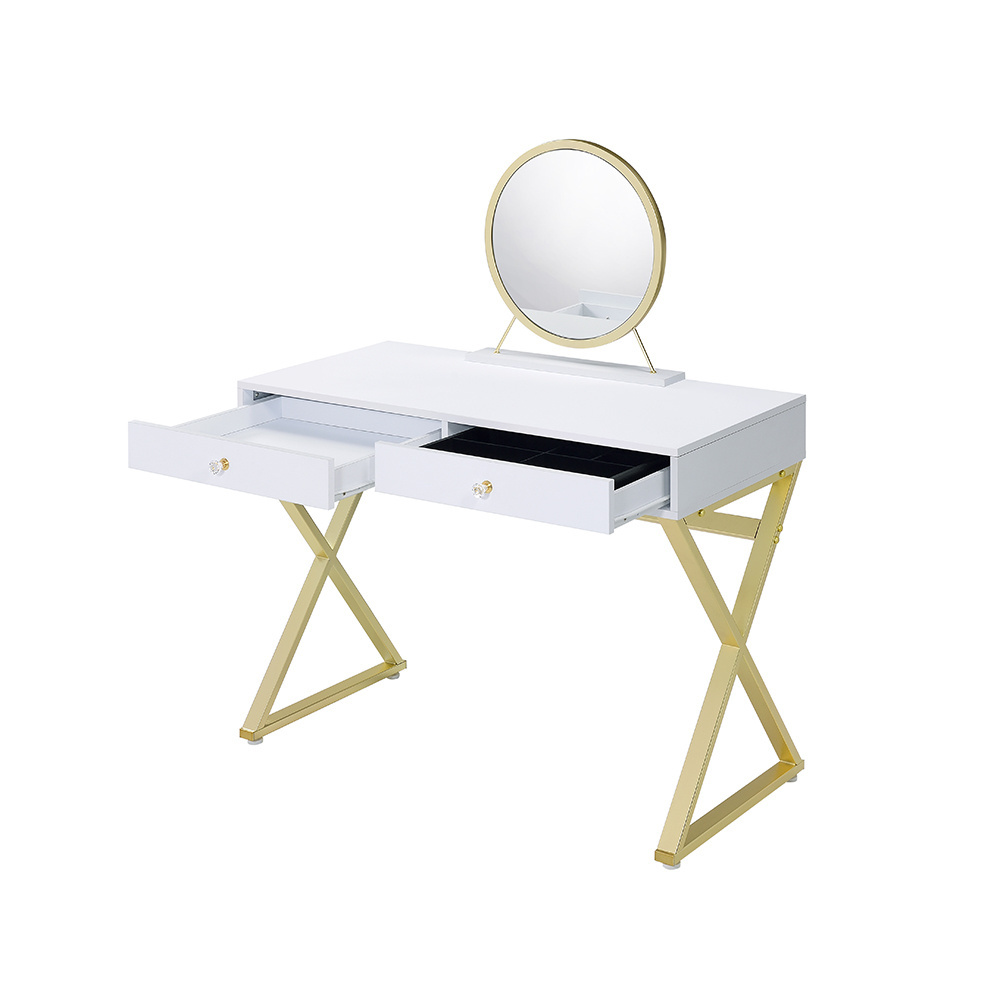 Modern Nordic Style White Dressing Table With Mirror And Drawers For Bedroom