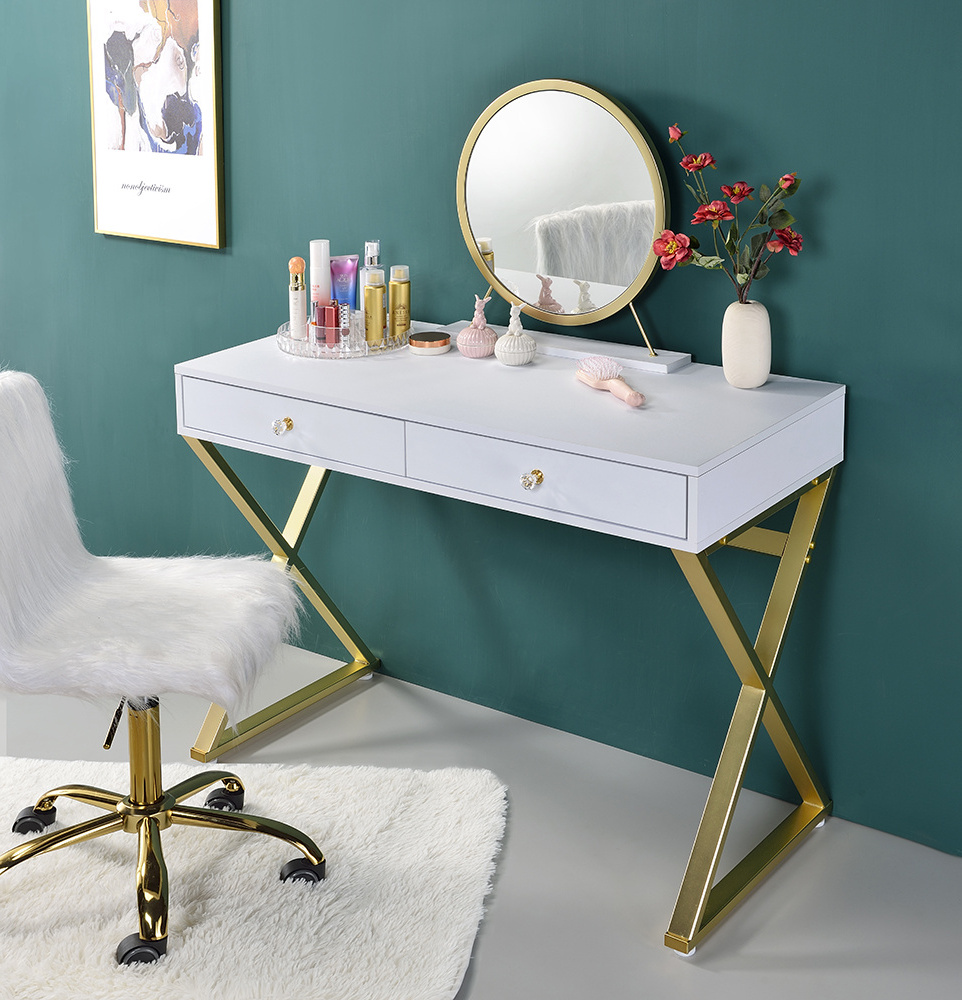 Modern Nordic Style White Dressing Table With Mirror And Drawers For Bedroom