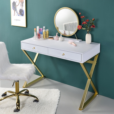 Modern Nordic Style White Dressing Table With Mirror And Drawers For Bedroom