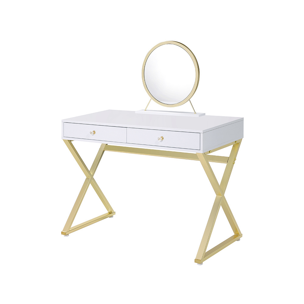 Modern Nordic Style White Dressing Table With Mirror And Drawers For Bedroom