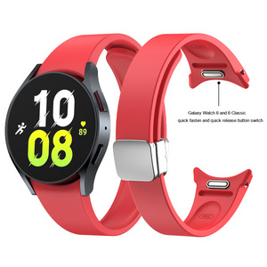 Zinc Alloy Magnetic D-Buckle Silicone Watch 6 One Click bands Watch 6 Classic Straps for Samsung Galaxy