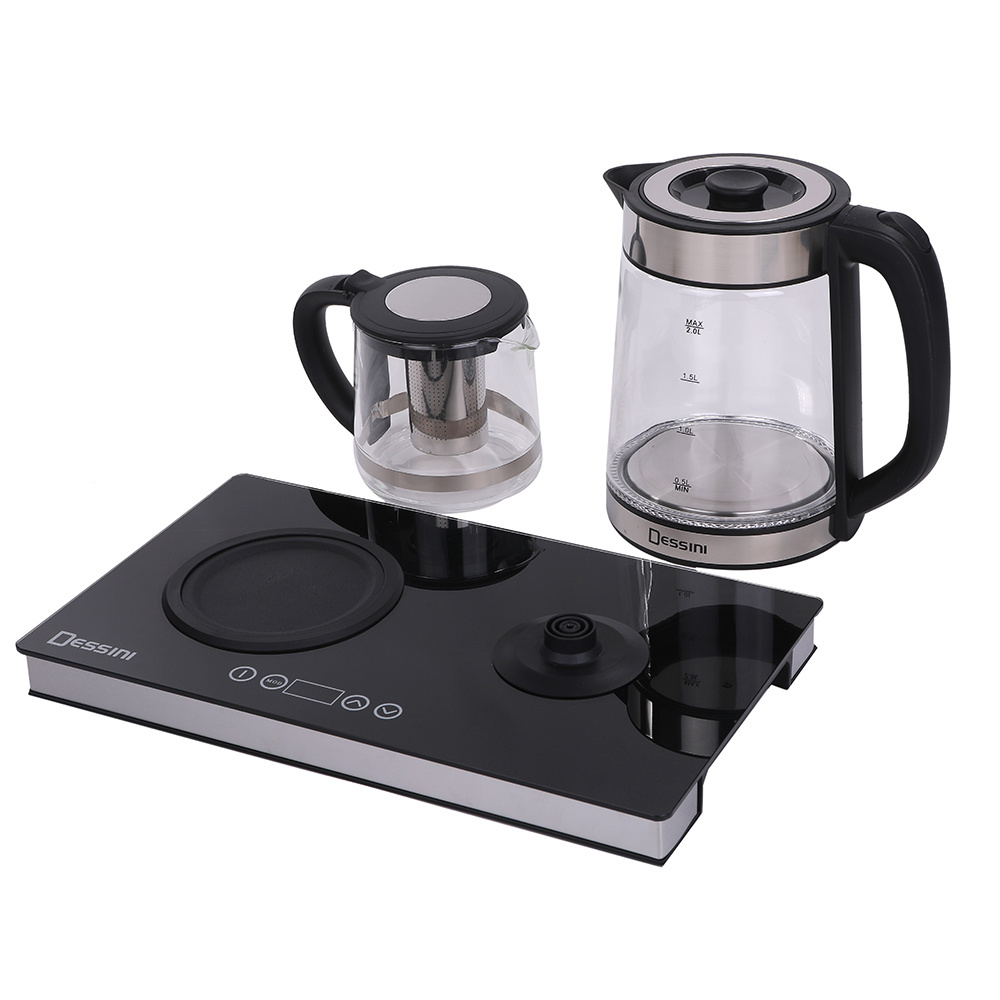 Dessini Cheap Price Hot Sale Electric Kettle Glass With Tray Set For Hotel