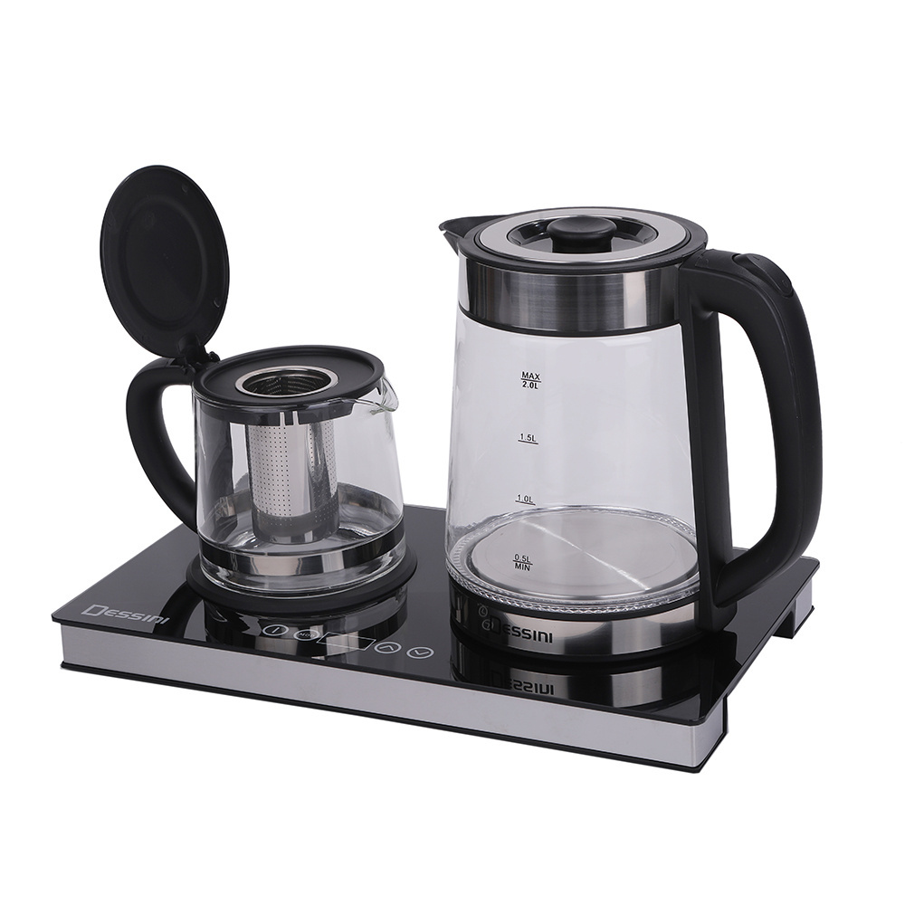 Dessini Cheap Price Hot Sale Electric Kettle Glass With Tray Set For Hotel